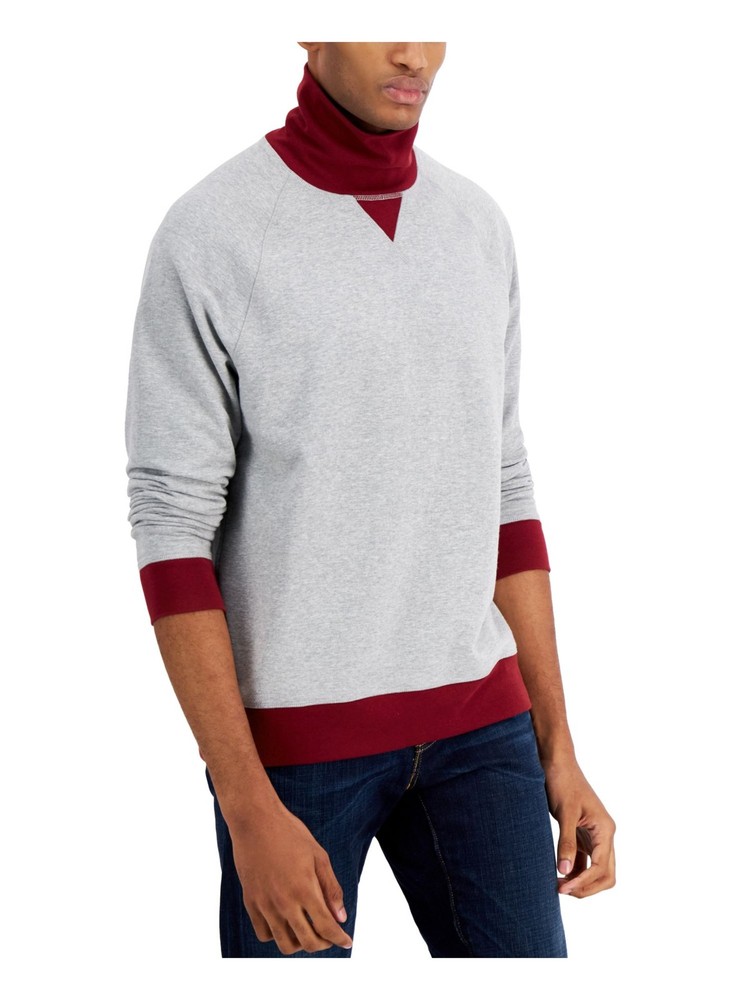 CLUBROOM Classic Fit Gray Fleece Turtle Neck Sweatshirt for Men XXL