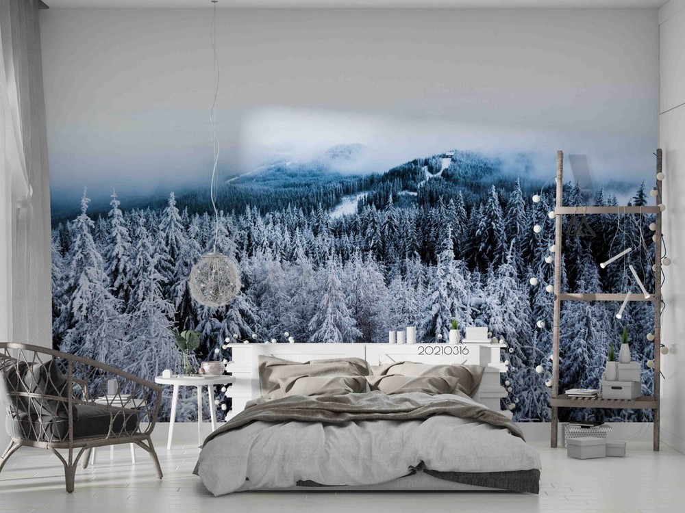 3D Pine Forest Winter Landscape Wall Murals Wallpaper Murals Wall Sticker