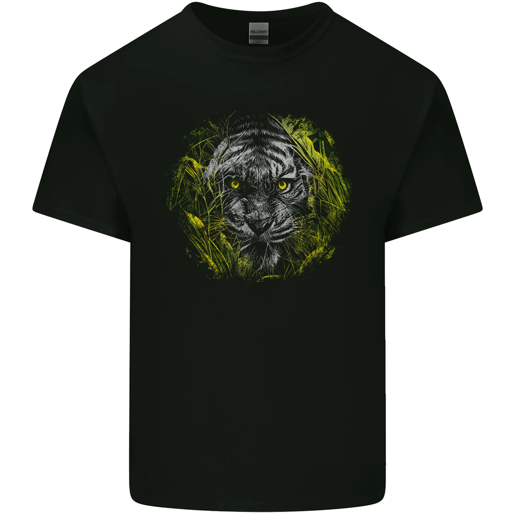 A Tiger in the Grass Mens Cotton T-Shirt Tee Top