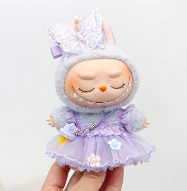 POP MART LABUBU Monsters Plush Doll Purple Bow Fairy Dress Set