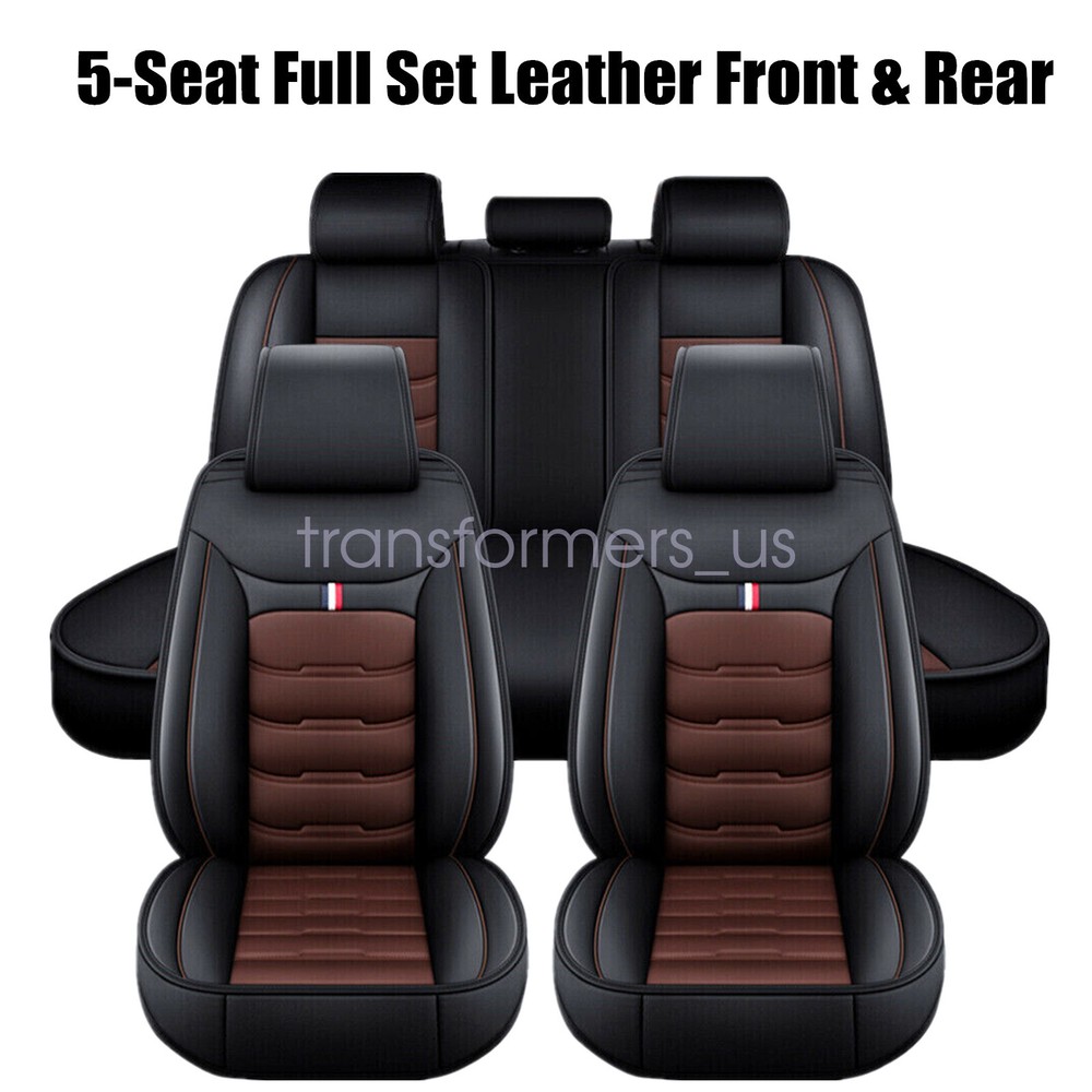 Leather Car Seat Cover Front Rear Full Set 5-Seat Protector Cushion For Jeep