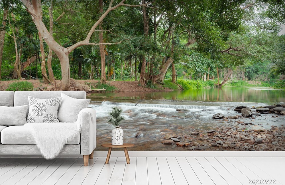 3D Trees River Nature Scenery Wall Murals Wallpaper Murals Wall Sticker 119