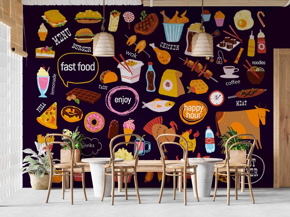 3D Fast Food Illustration Wall Murals Wallpaper Murals Wall Sticker 28
