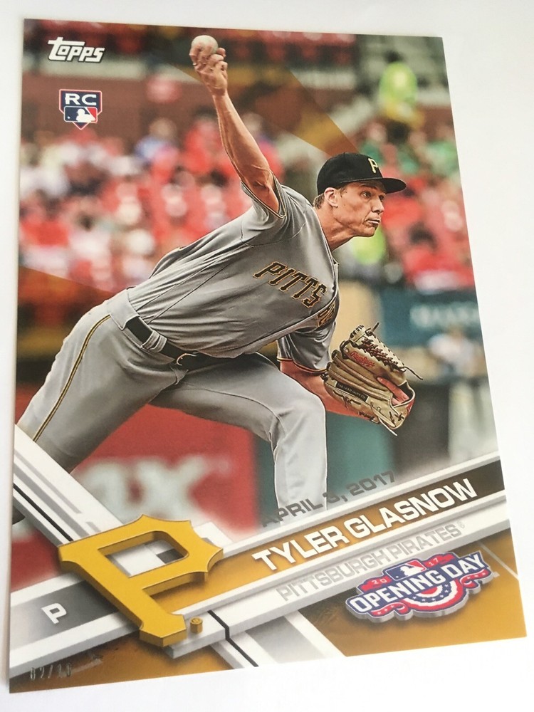 2017 Topps Opening Day 5x7 Tyler Glasnow Pirates RC 108 #’d 07/10 Gold
