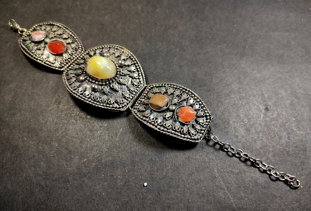 Ethnic Tribal Gypsy Agate Stone Banjara Adjustable Bangle Bracelet from India