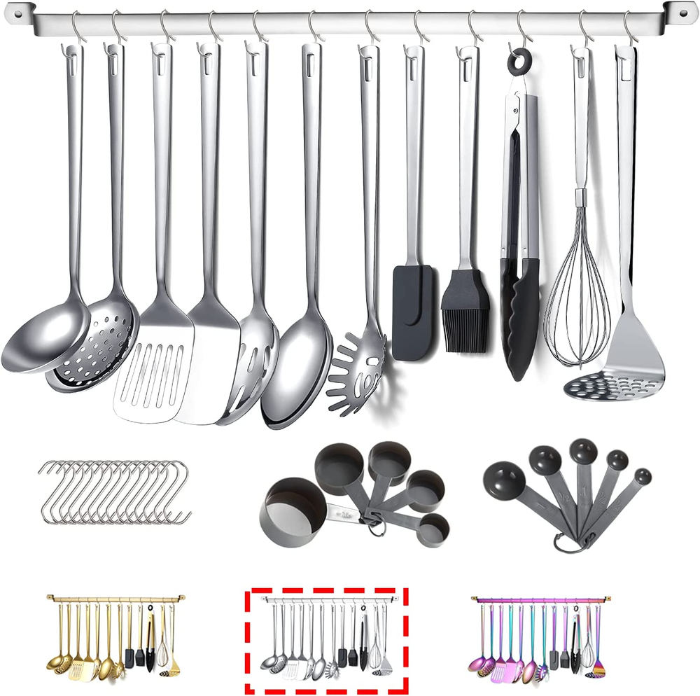 Stainless Steel Cooking Utensils Set, 37 Pieces Kitchen Utensils Set, Kitchen To