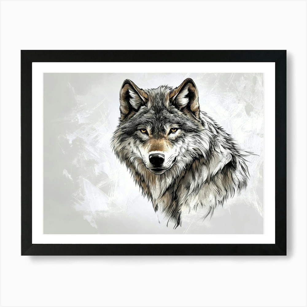 Gray Wolf Art Print Framed Wall Art Poster Canvas Print Picture