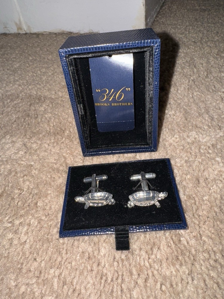 Brooks Brothers silver turtle cufflinks classic preppy style