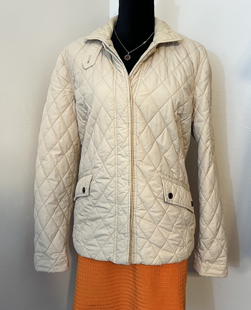 Vintage Tommy Hilfiger Diamond Quilted Jacket  Coat Women’s Cream Sz XL Grandma