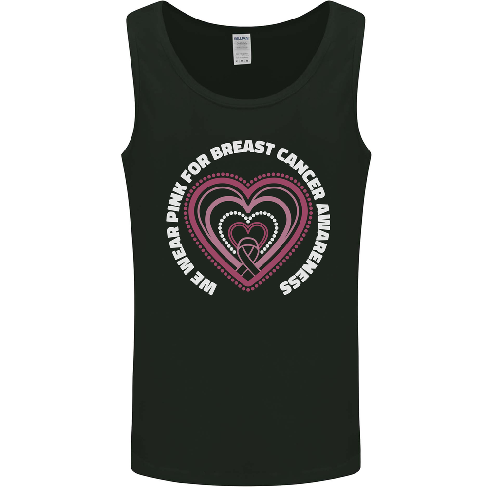 Breast Cancer Awareness I Wear Pink Mens Vest Tank Top