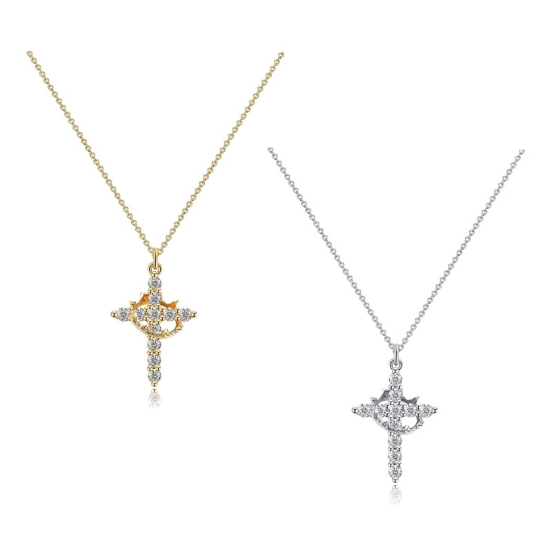 Stainless Steel Necklace Featuring Crowns and Crosses Designs for Trendy Women
