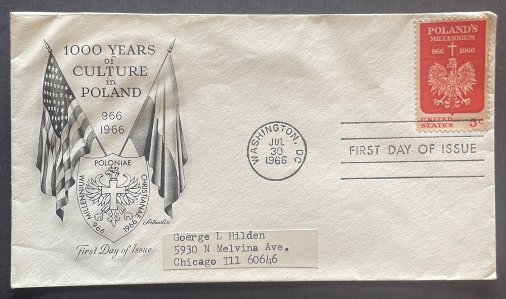 US FDC Sc#1313 ARTMASTER Polish Millennium DC to Chicago