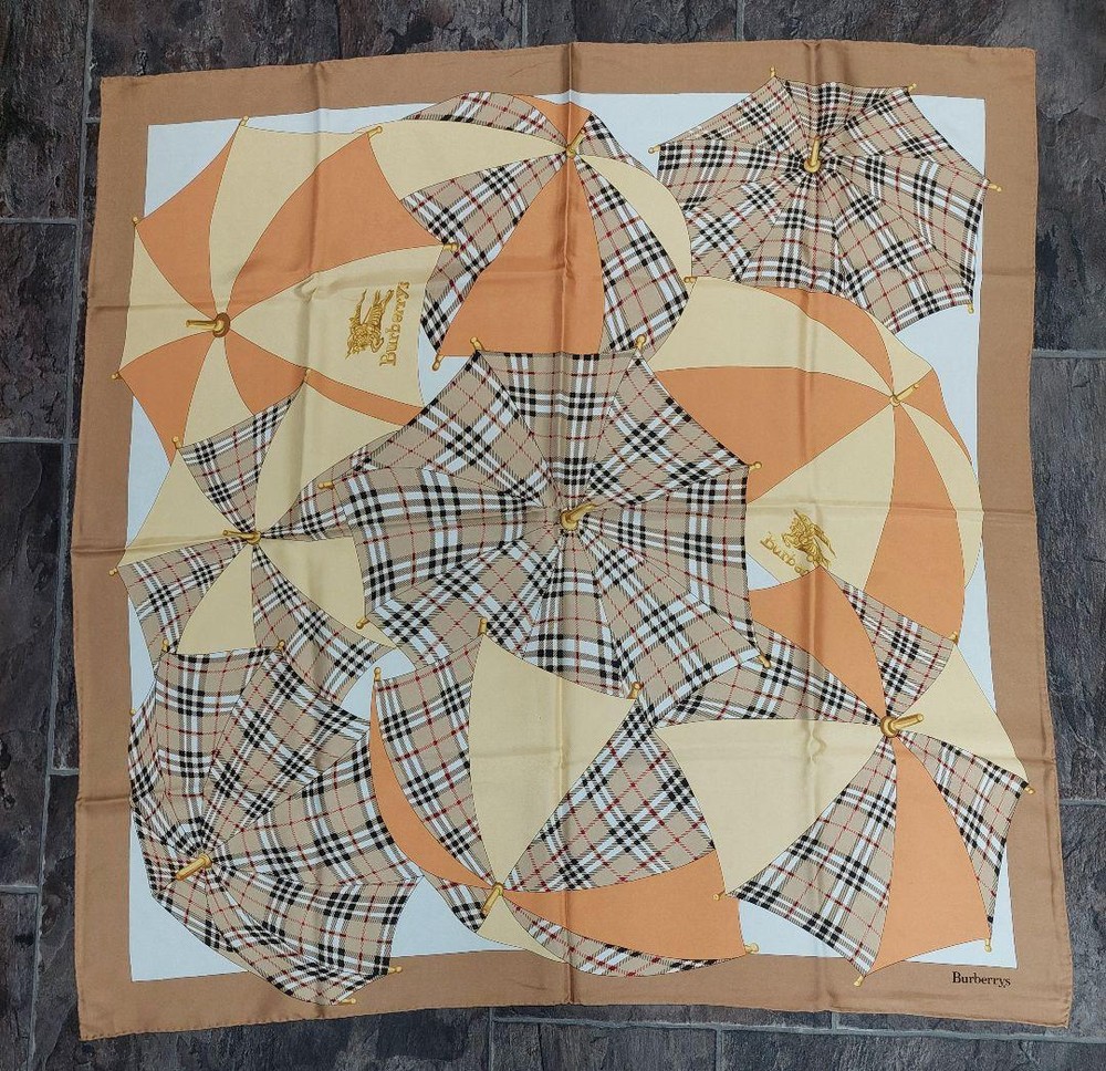 Burberry Vhtf Umbrella Pattern Large Silk Scarf Women Scarf Accessory Original L