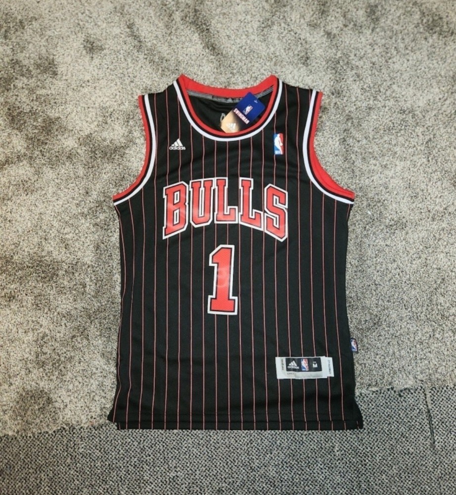 Derrick Rose Chicago Bulls Stitched Adidas Pinstripe Hardwood Jersey NWT