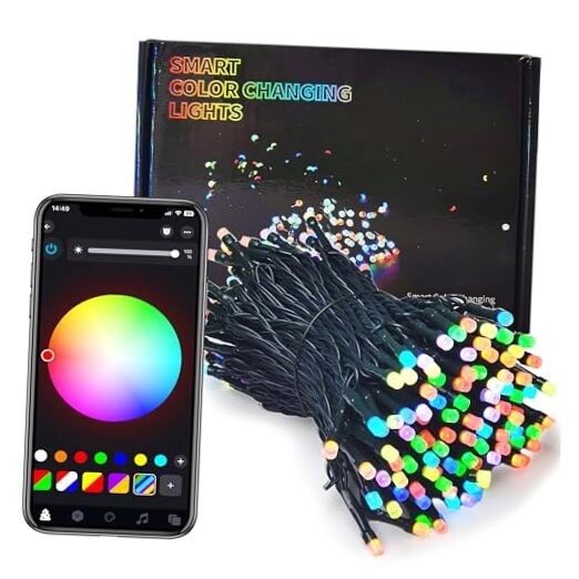APP Control RGB LED Christmas Lights, Smart Fairy String Lights, 300leds-99ft