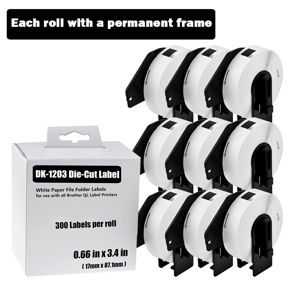 Brother QL DK-1203 17mm x 87mm White Thermal Label Paper 9 Rolls