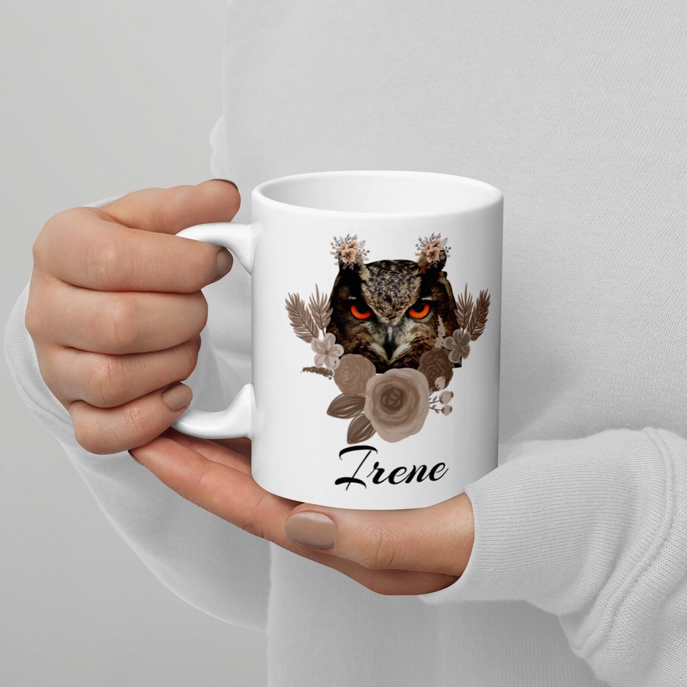 Custom Owl White Ceramic Coffee Mug Personalized Gift for Her  