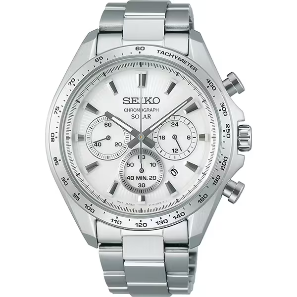 Seiko Men's Solar Chronograph Stainless Steel Watch SBPY179 Japan Made
