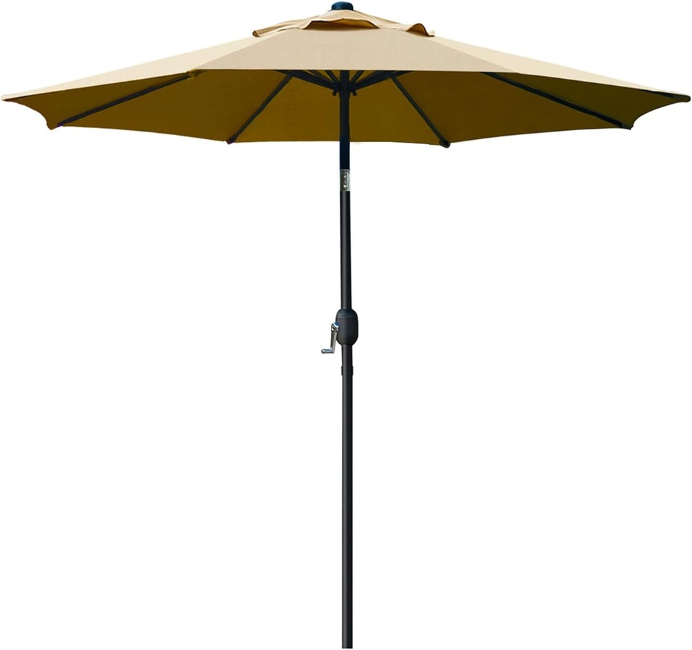 9 Sunbrella Aluminum Patio Umbrella with Auto Tilt Crank and 8 Sturdy Ribs