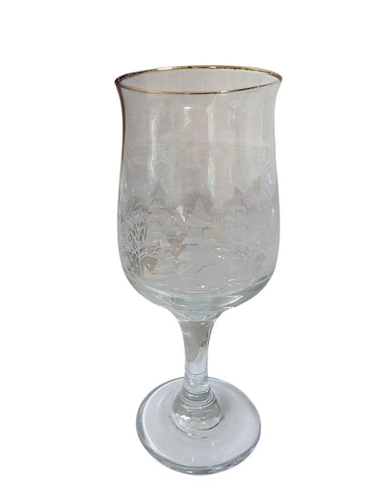 Libbey Winter White Frosted Christmas Holiday Wine Glasses Set of 8