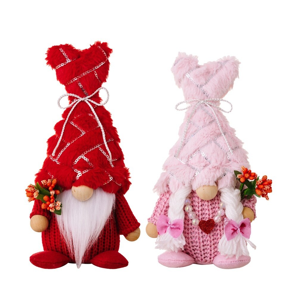 2 Pack Valentine's Day Gnome Decor for Home or Party  
