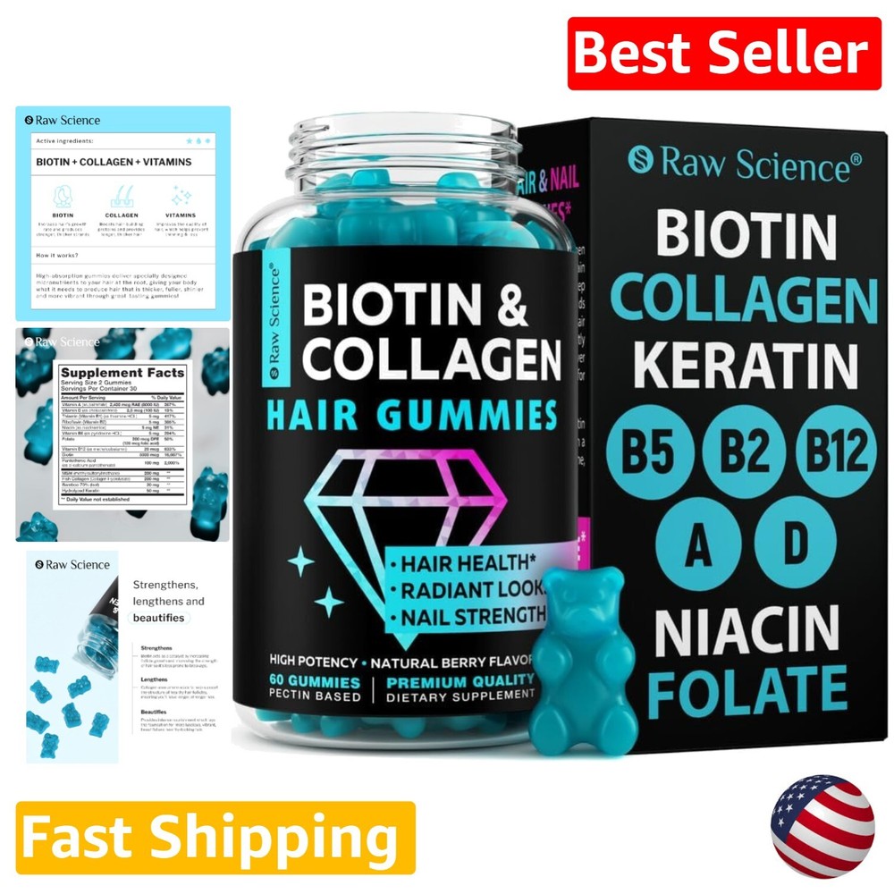 Hair Growth Vitamins for Women & Men - Biotin, Collagen - Hair, Nails, and Sk...