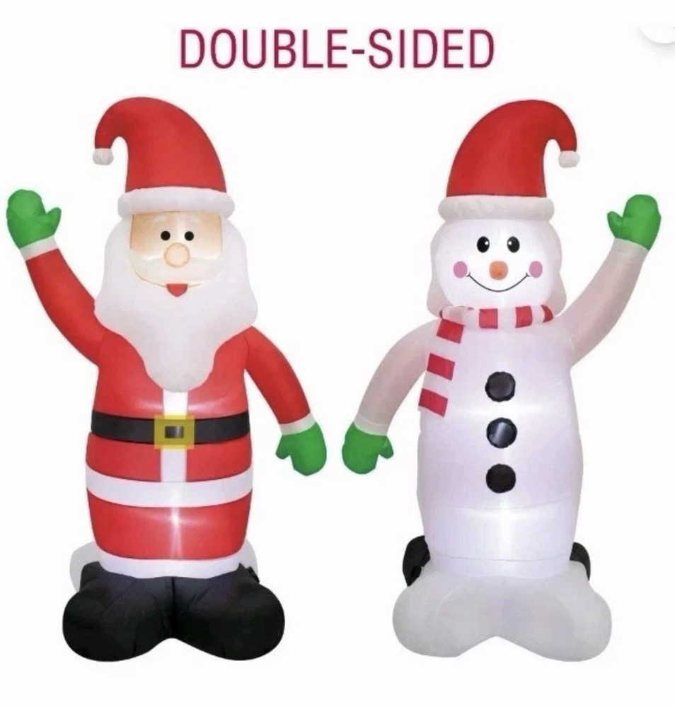 Holiday LIVING 6 ft LED Reversible Santa and Snowman Air Blown Inflatable