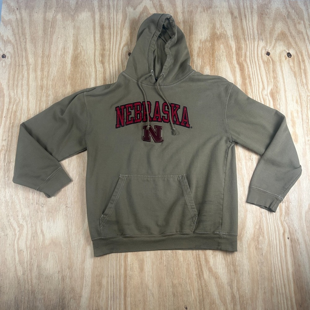 Vintage Nebraska Huskers NCAA Green Pullover Hoodie Men's Size M
