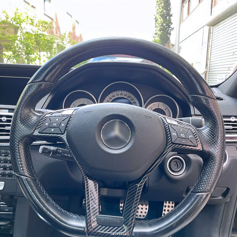 Carbon Fiber Interior Steering Wheel Trim Cover For Mercedes C-Class C63 W204