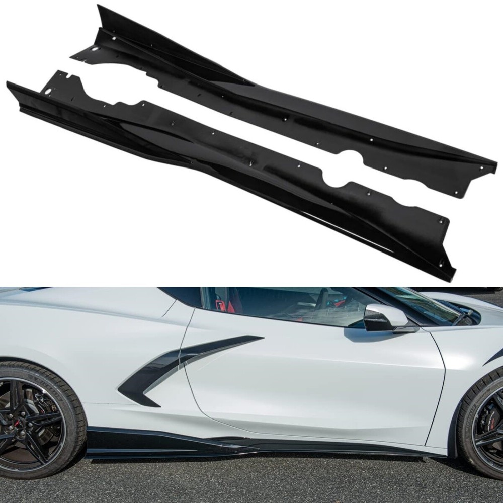Gloss Black Side Skirt Extension For 2020-2024 Corvette C8 Z51 Stage 3 Winglet