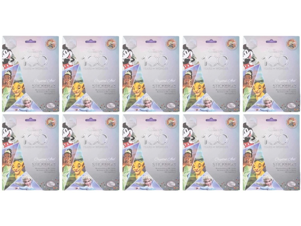 10 Disney 100 Years of Wonder Crystal Art Sticker Packs by Craft Buddy