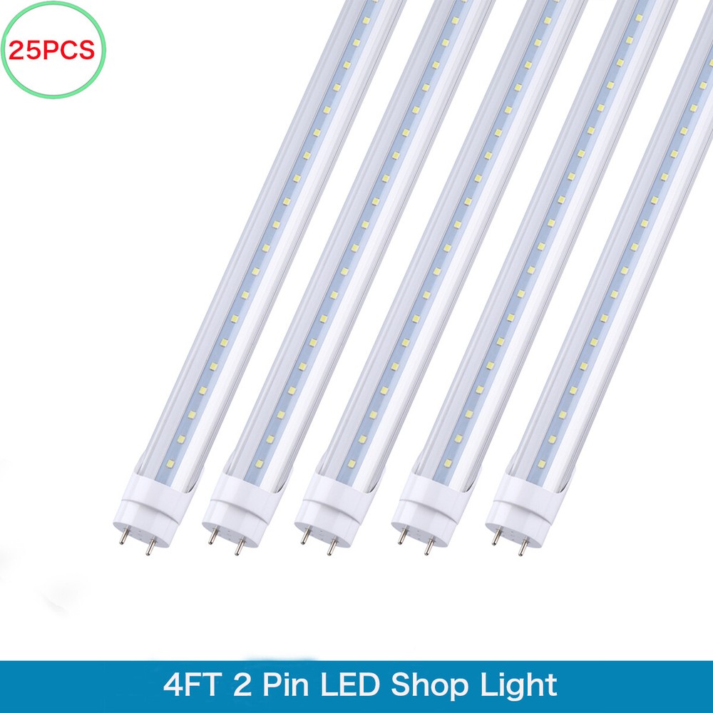 25Pack 4FT 48in Led Tube Light Bulbs 22W G13 2-Pin 4 Foot Led Shop Light Lamp