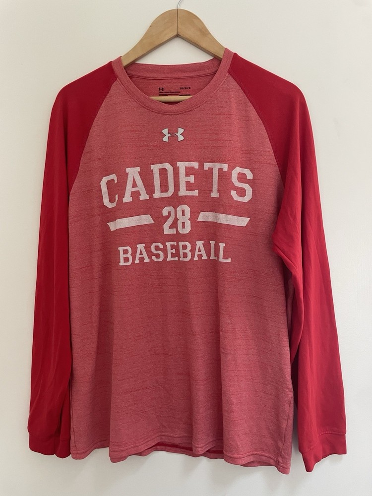 Under Armour HeatGear Men's Cadets Baseball Loose Raglan Long Sleeve Shirt Red L