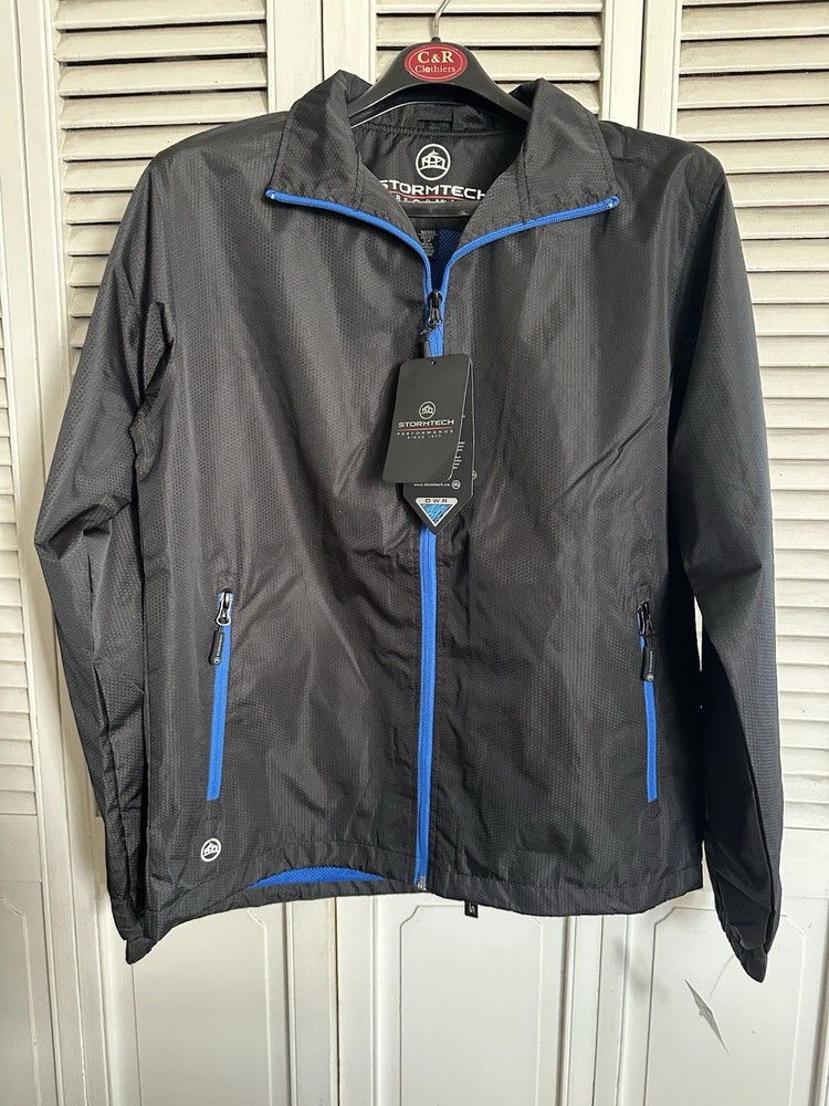 Stormtech Performance Mens Jacket LARGE Black Blue Windbreaker Dryair