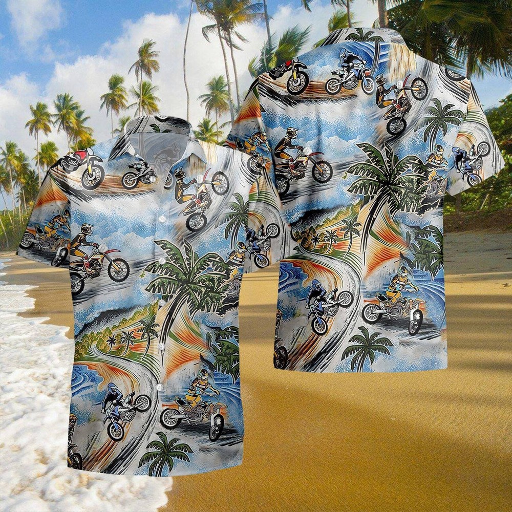 Motocross Hawaiian Shirt with Fun 3D All-Over Print Design
