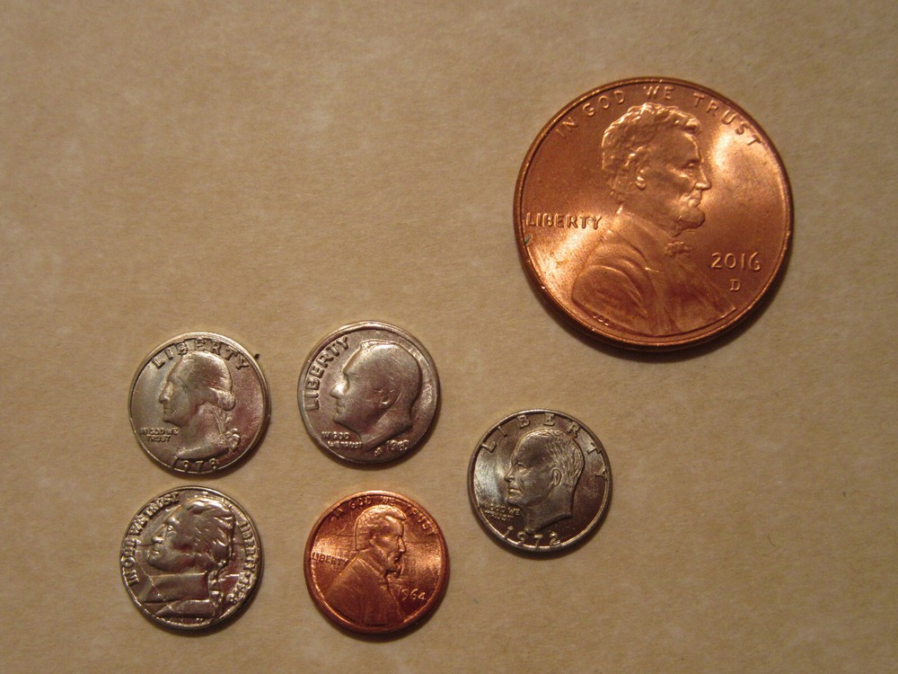 U.S. Coin MINI COIN SET  cent nickel  dime quarter dollar set !! Magic miniature
