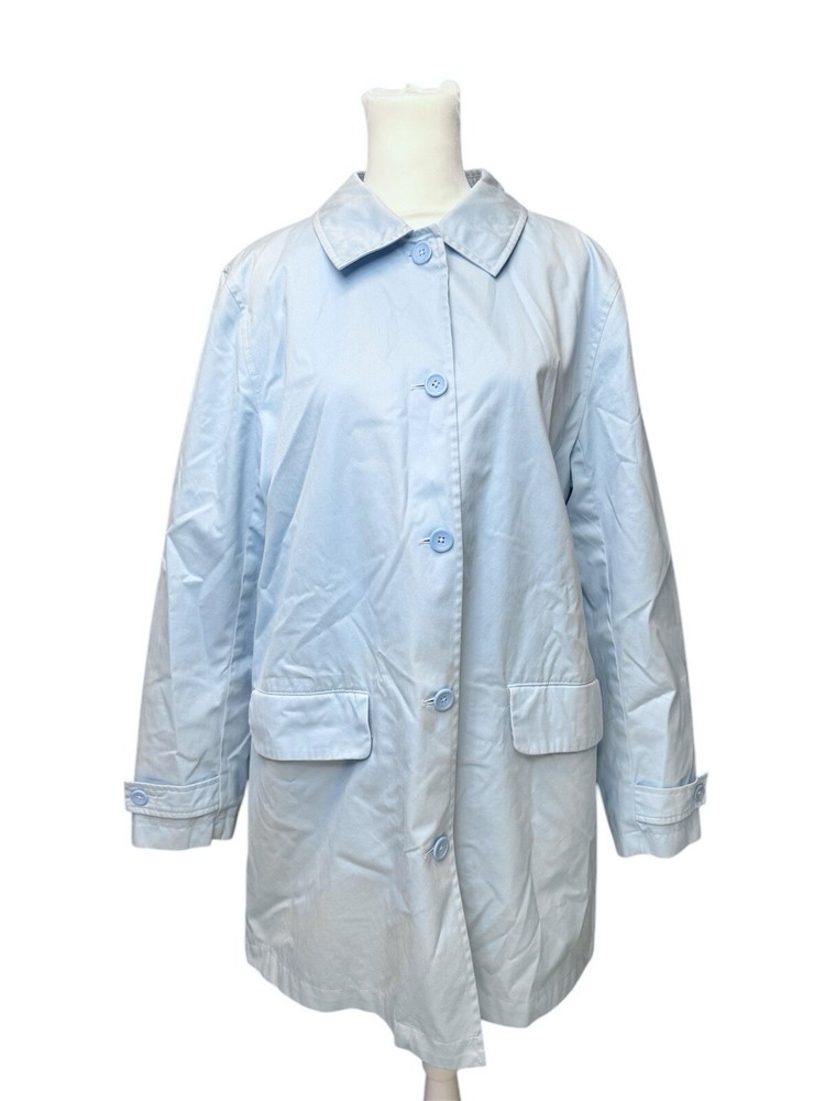 VTG Lands End Garden Jacket Blue Trench Size Med Retro Preppy 90s Y2K