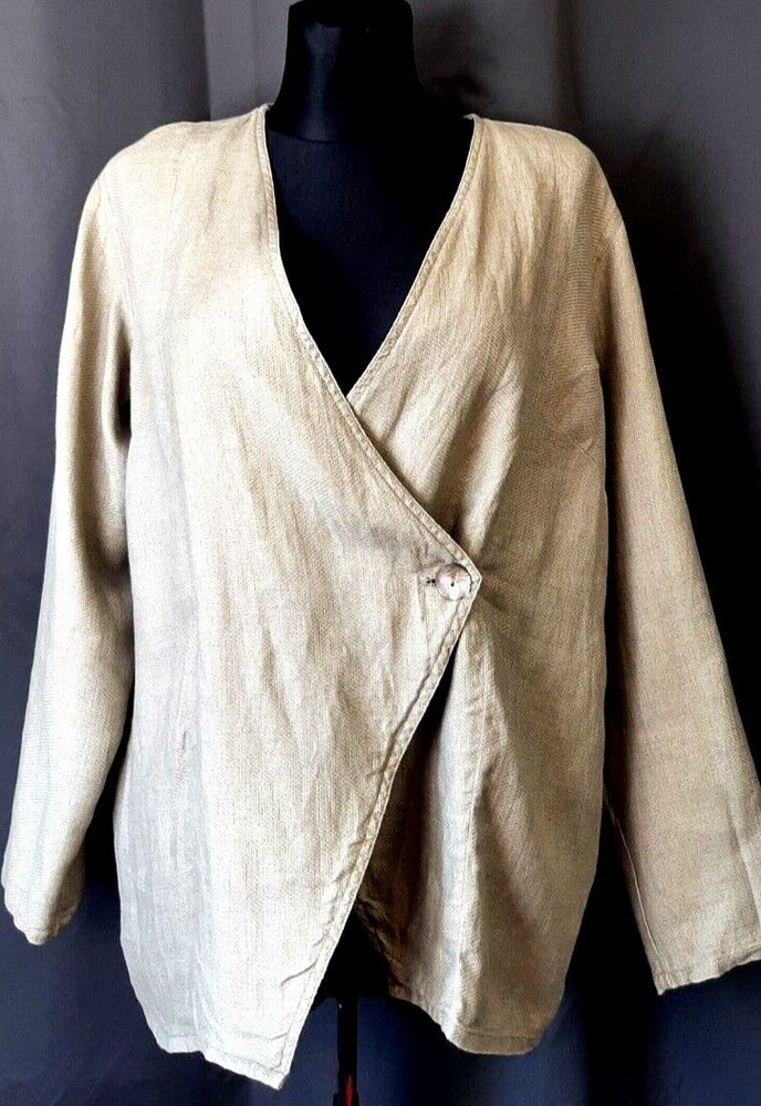 Gudrun Sjoden jacket 100% Linen peasant lagenlook cardigan SIZE S oversized 19