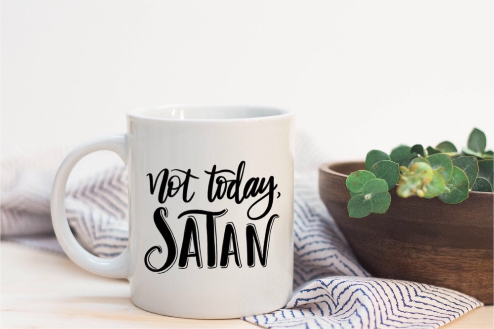 Not Today Satan Funny Quoted Ceramic Plastic Travel Coffee Mug Drink Cup