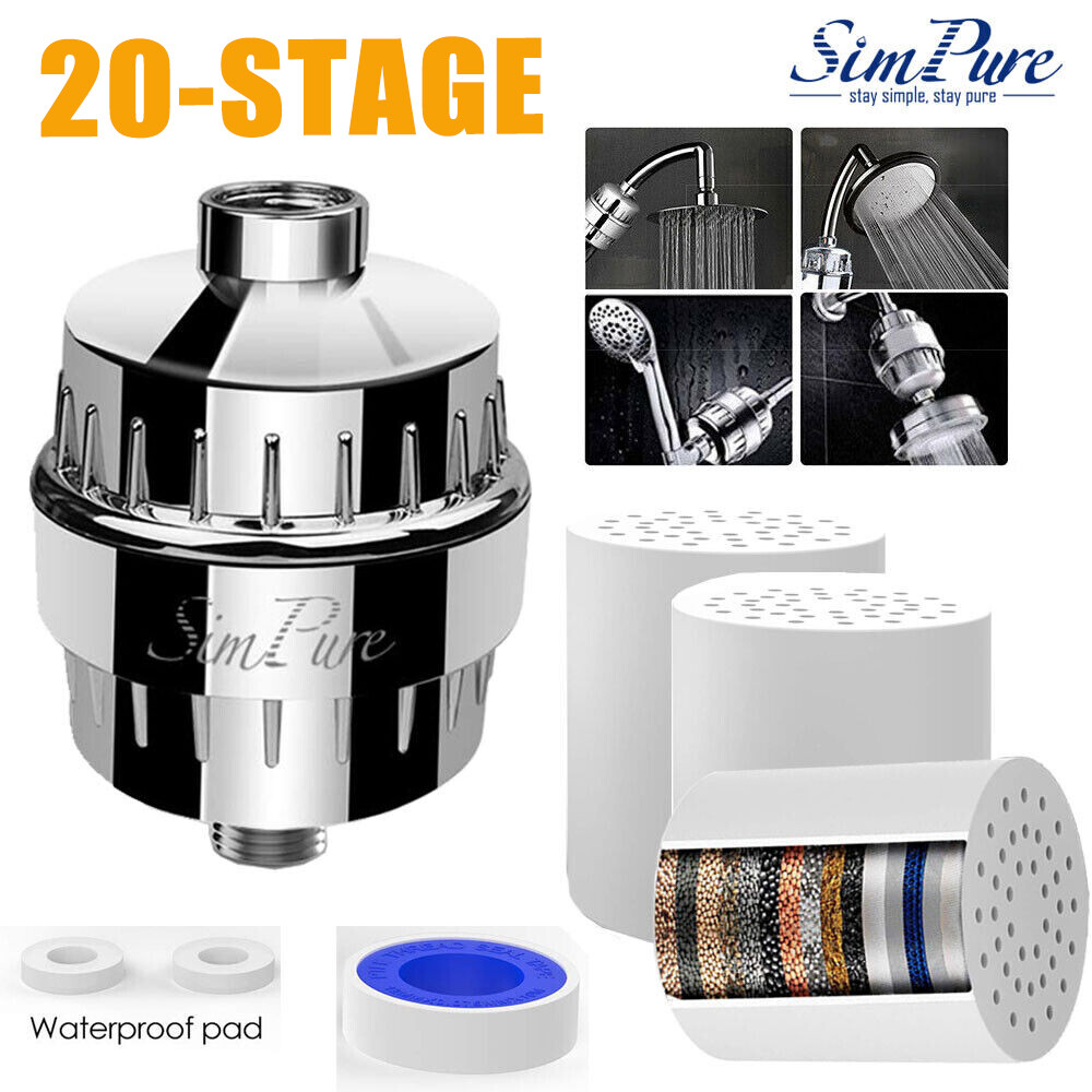 20-Stages Shower Head Filter for Hard Water and Chlorine Removal with Filters