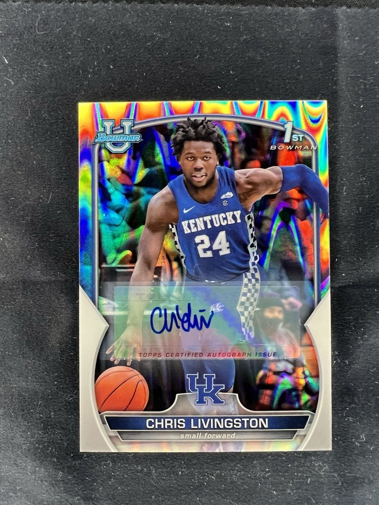 Chris Livingston 2023 Bowman U Chrome #13 1st RAY WAVE AUTO REFRACTOR Bucks /199