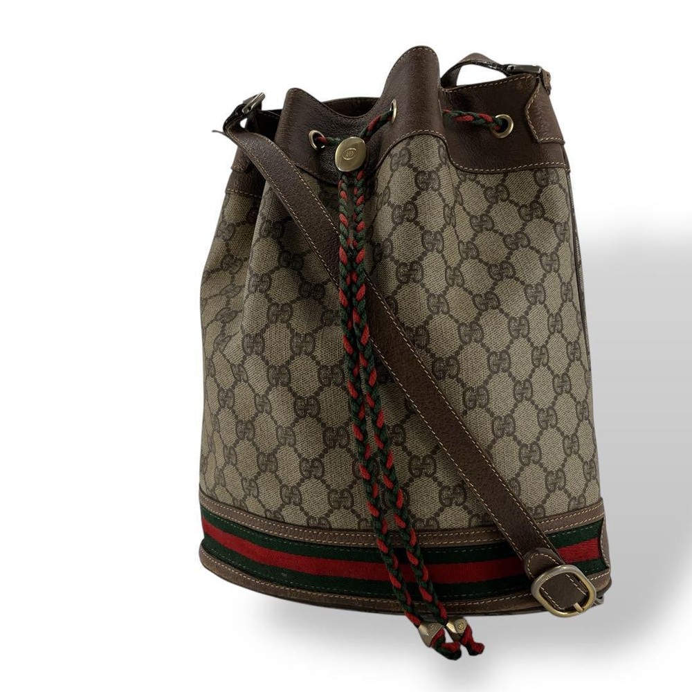 Vintage Gucci Sherry Line GG Supreme Drawstring Shoulder Bag Accoco