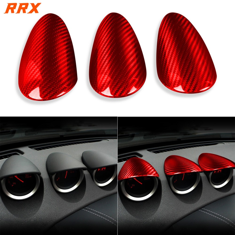 Red Dry Carbon Fiber Dashboard Gauge Pod Cover Trim For Nissan 370Z Z34 2009-21