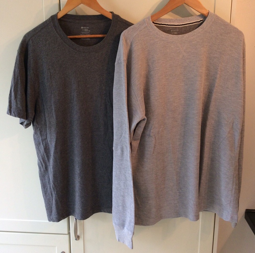 Members Mark Crew Neck Tee & Thermal Bundle Large Green Blue Short Sleeve Used-image