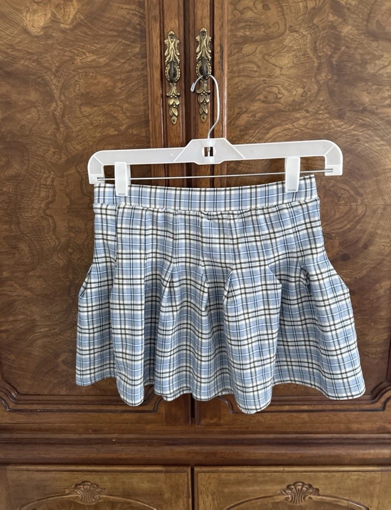 Plaid Blue Mini Skirt Size L Preppy Coquette Girly Womens Full Tilt-image
