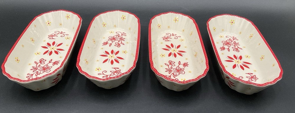 Temptations Classic Collection Banana Split Corn On The Corn Dishes Red Set Of 4