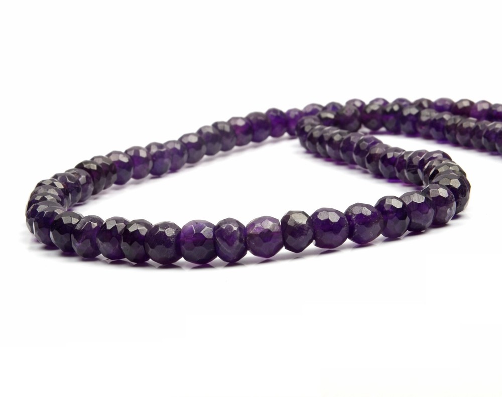 Necklace Natural Amethyst 18 Inch 5-8 MM Beads Adjustable length 925 Silver Lock