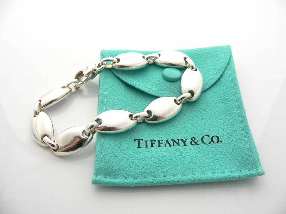 Tiffany & Co Pebble Oval Link Chain Bracelet 7.5 Inch with Gift Pouch