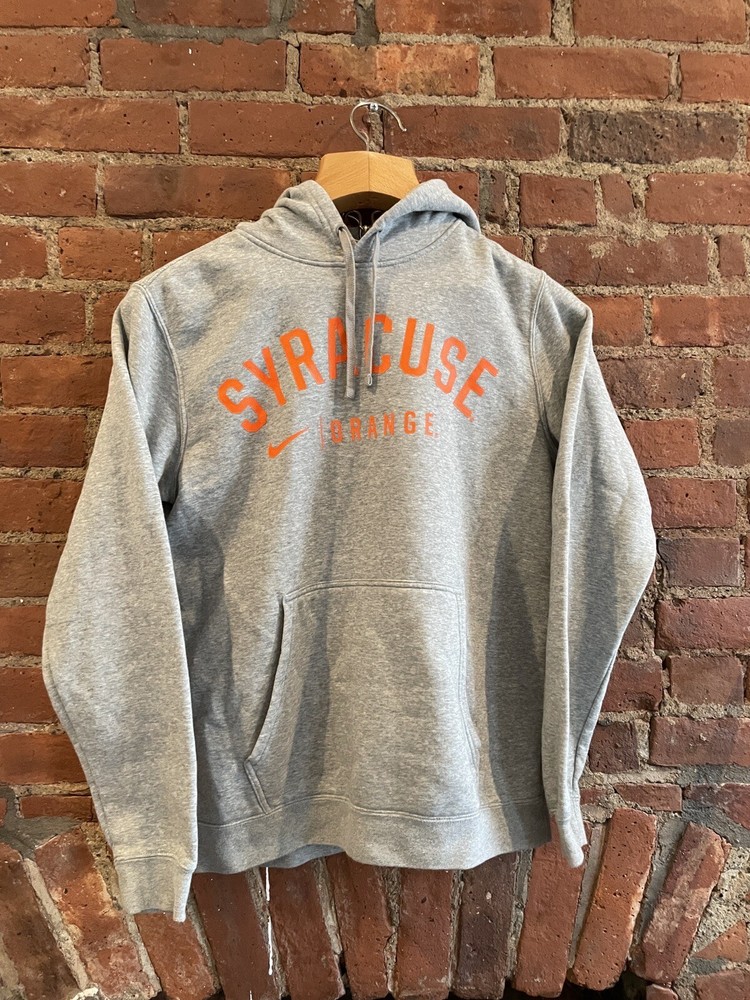 Syracuse Nike College Hoodie in Medium Grey Cotton Blend with Orange Swoosh, Size M, Perfect for Fans