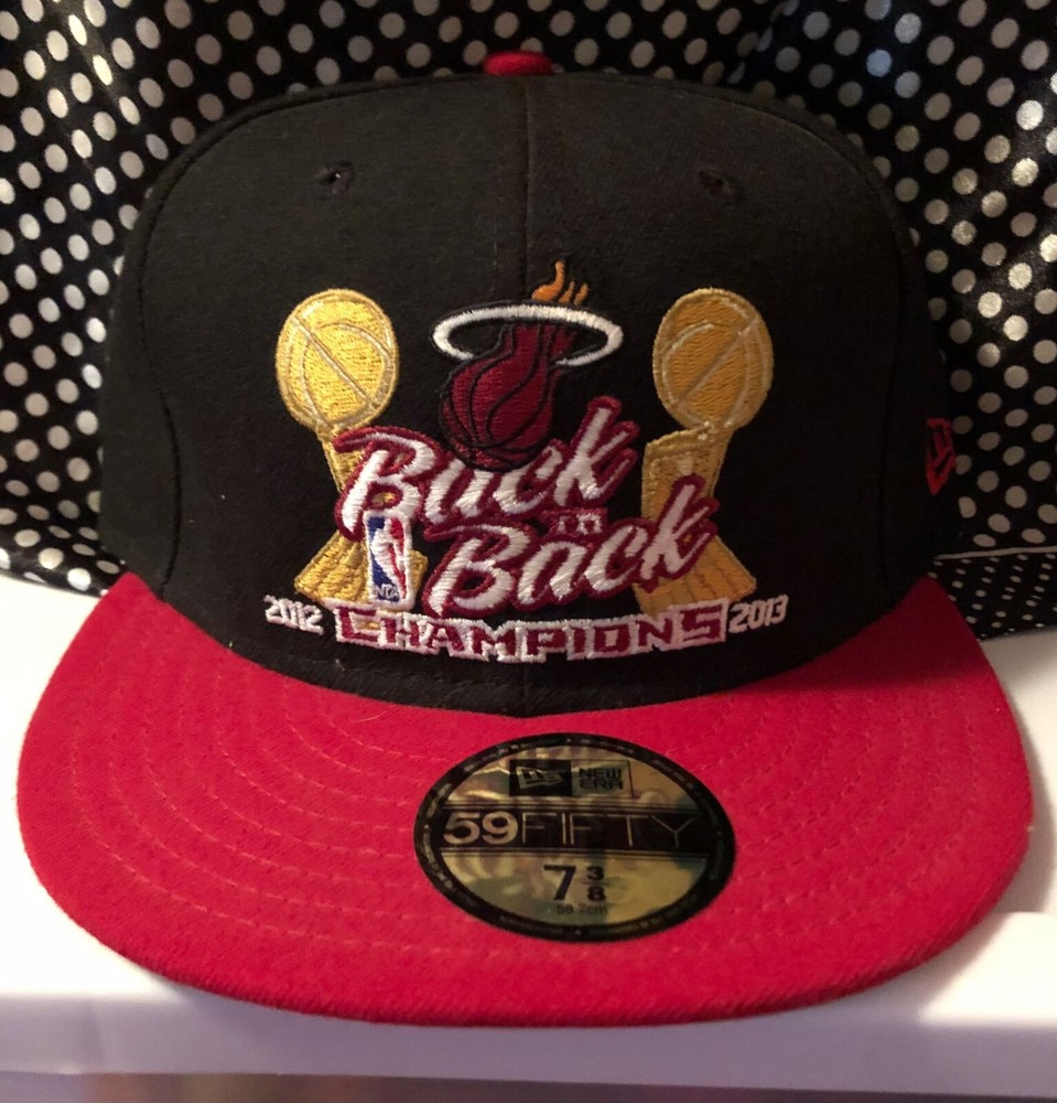 Miami Heat New Era 59FIFTY 2012&2013 Back To Back Champions Fitted Cap Hat 7 3/8